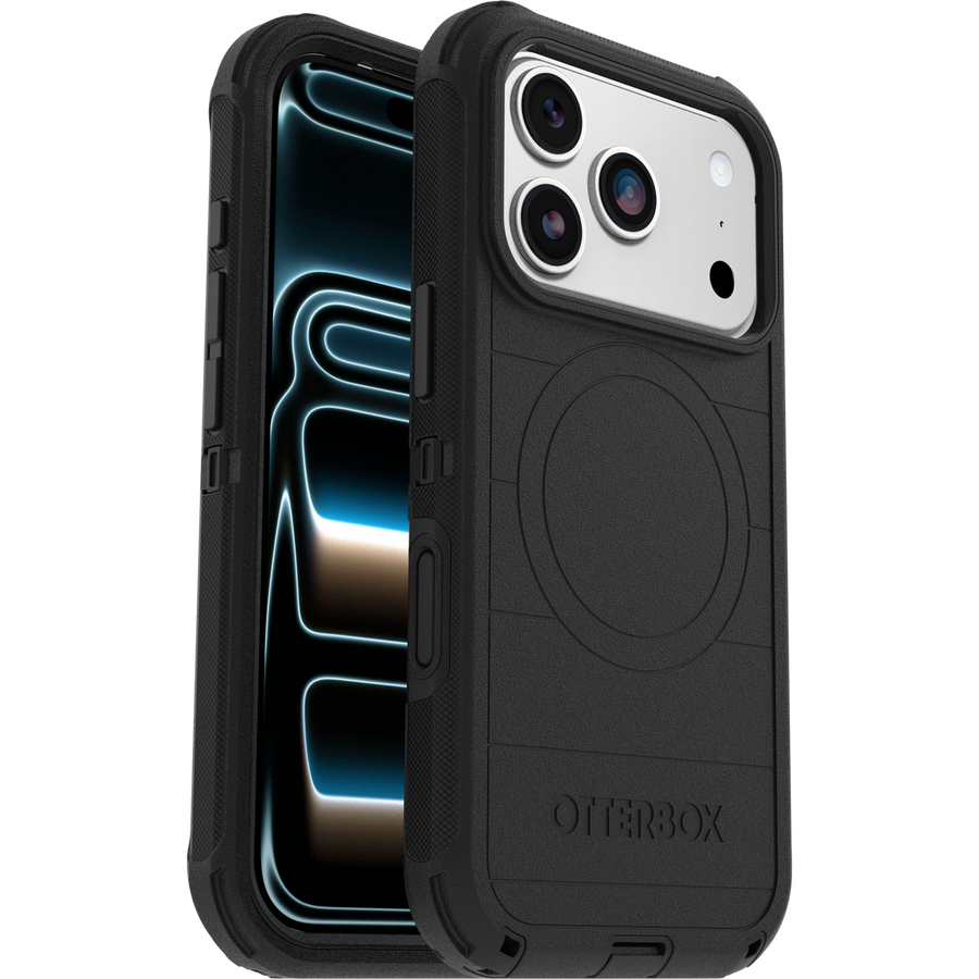 OtterBox Defender Pro — iPhone 17 Pro · Black front and back