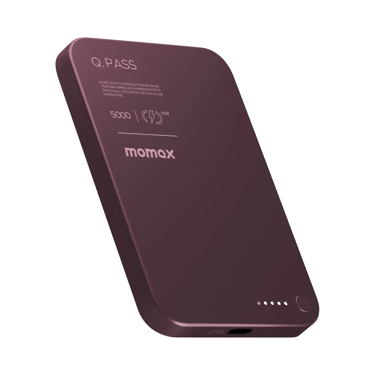 MOMAX Q.Pass 5000mAh Magnetic Wireless Power Bank - Dusky Cherry